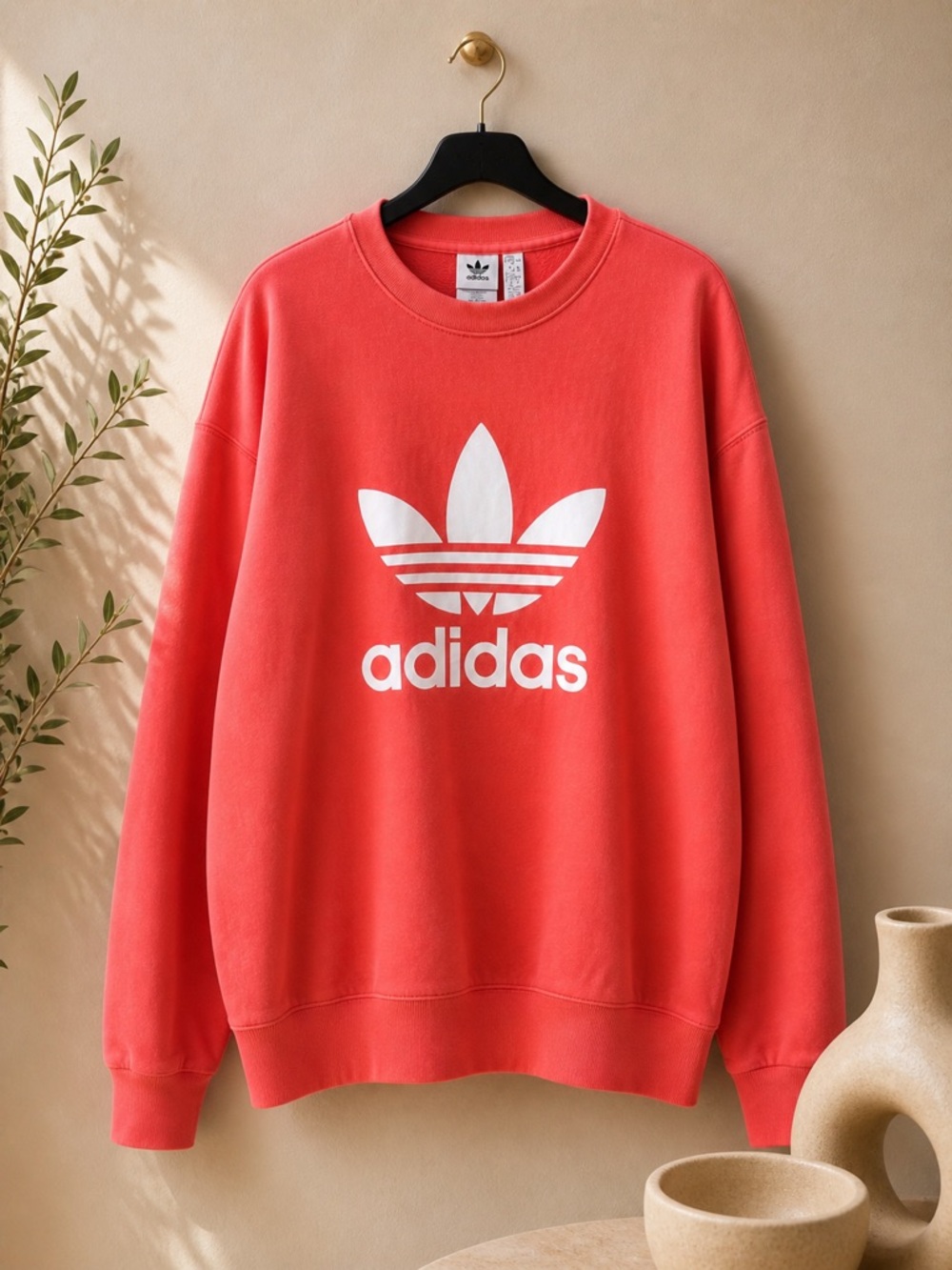 adidas Coral Pink Trefoil Crewneck